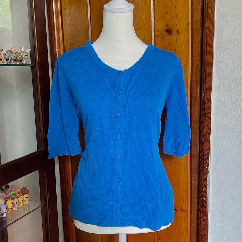 Merona Blue Button-Up Cardigan Size L